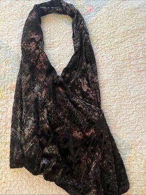 Zara Brown Purple and Black Patterned Halter Tank Top - Velour texture